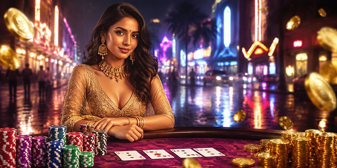 Young woman playing Teen Patti on mobile in Mumbai